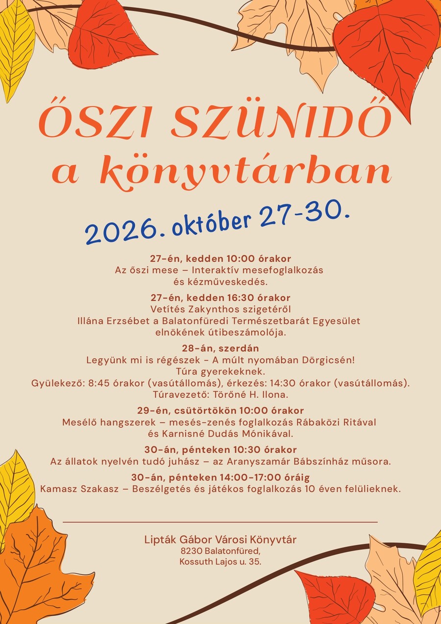 őszi szünidő könyvtár