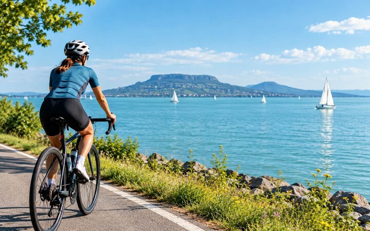 Bringázó a Balaton partján